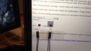 2Wire (unidirectional I2C) coms from HTML5 to hardware via blocks of light on the screen.