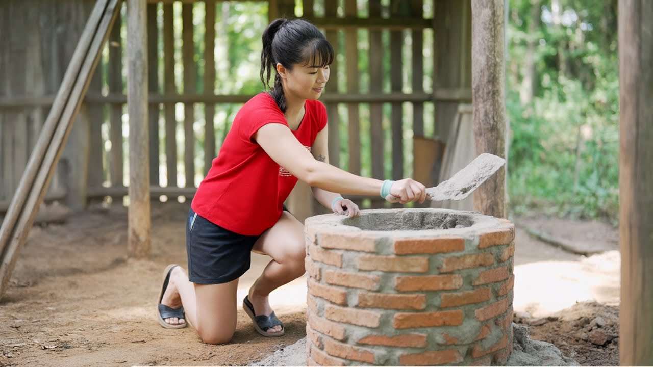 TIMELAPSE -- Alone Building Brick Stove, Complete Kitchen & BUILD LOG ...