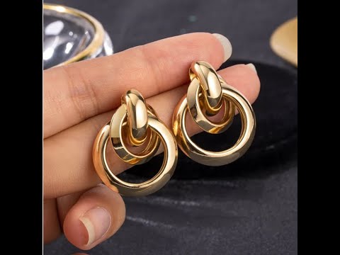2023 Trending Jewelry Large Pearl Fashion Drop Hoop Earrings Set For Women  Girls Gold u0026 Silver
