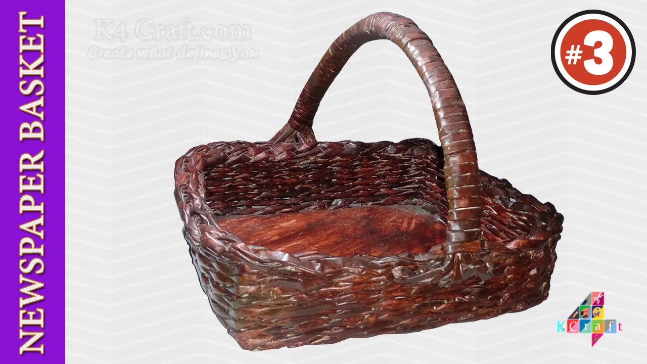DIY Weaving basket with recycled Newspaper Handmade Basket for