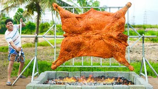 WHOLE BEEF BBQ | Roasting A Whole Beef On A Steel Spit | Village Food