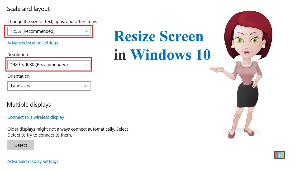 how to resize screen on windows 10