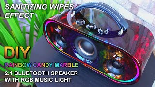 DIY 2.1 Bluetooth Speaker With RGB Music Light | Rainbow Candy Marble  From PVC Tube