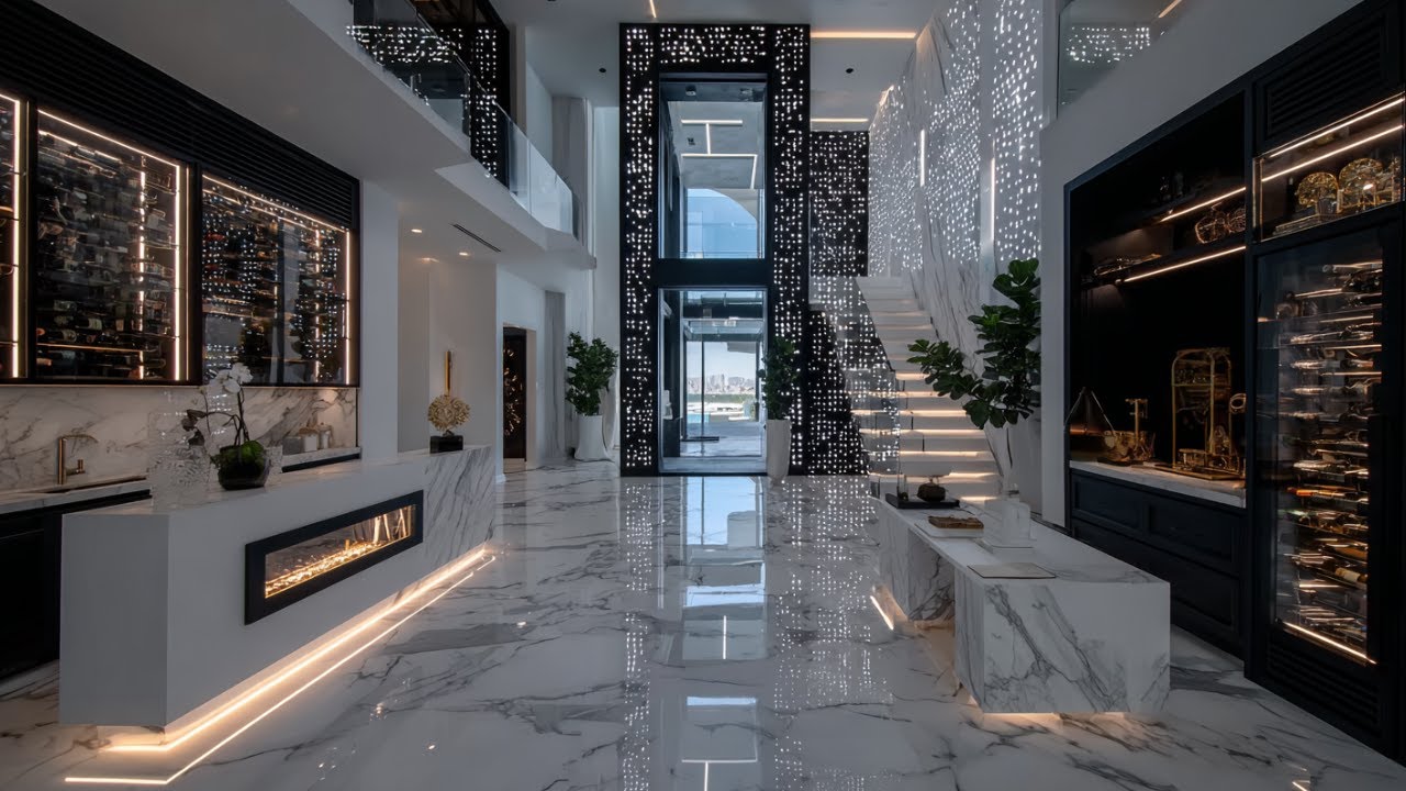 Multimillion Dollar All Marble Luxurious Mega Mansion with Insane Interior and Exterior Aesthetics.