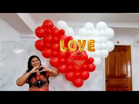How to make link balloon Heart | Heart shape balloon decoration for Anniversary | Balloon Heart