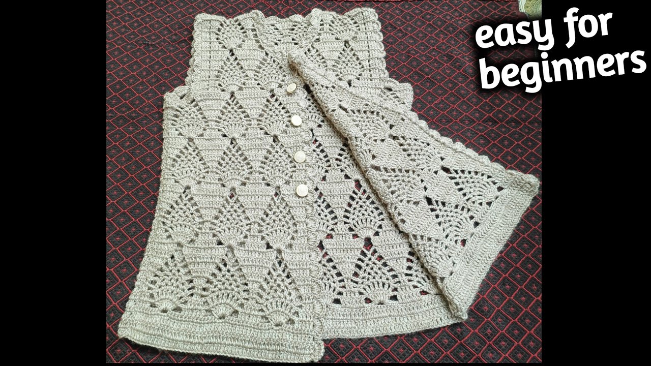 Pinapple stich crosia jacket for beginners p2/how to crochet ladies jacket/crochet vest