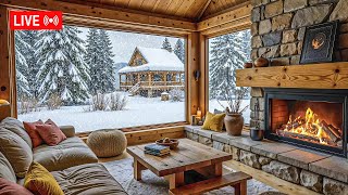 ✨ Cozy Winter Cabin Ambience | Fireplace, Snowfall & Relaxing Cabin Views [LIVE]