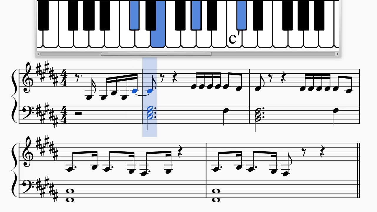 Fading Into Grey - 4 Bar Piano Sight Reading Exercise (B Major) - YouTube