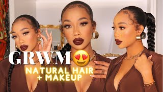 🔥GRWM! How I Conceal Thinning Natural Edges on a Ponytail ☕️|Natural Hair + Makeup!