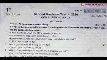 11th Computer Science Second Revision Question Paper 2019-2020 | Tiruppur District | English Medium