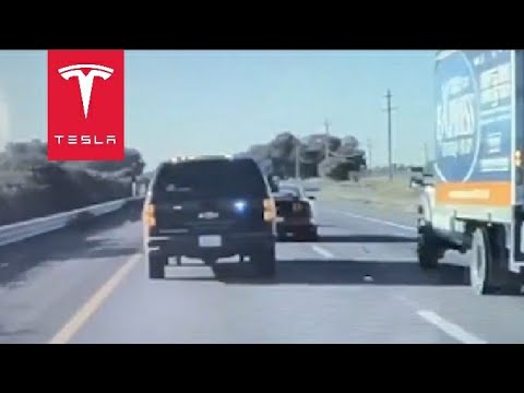 Instant karma by a convenient cop captured by a Tesla Model 3