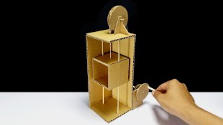 How To Make Mini Lift Model From Cardboard | โมเดลลิฟท์ทำจากลังกระดาษ