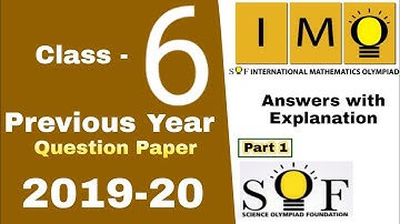 IMO Class 6 Question paper 2019 Logical reasoning international Mathmatics Olympiad