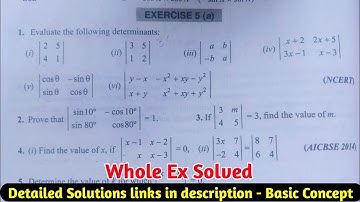 12th (ISC) Determinant Exercise 5 (a) Basic Concept Mathematics || According to New Syllabus ||