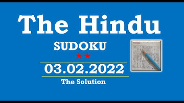 The Hindu  Sudoku Feb 03, 2022 - 2 Star - The Solution