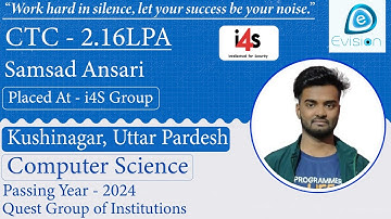 Congrats, Samsad | Selected in i4S Group | 2.16 LPA | Computer Science, PoY 2024 | Kushinagar, U.P.