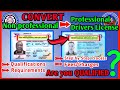 Convert nonprofessional to professional drivers license  lto change classification 2023