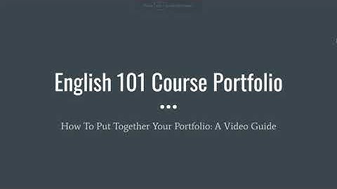 English 101 Course Portfolio guide