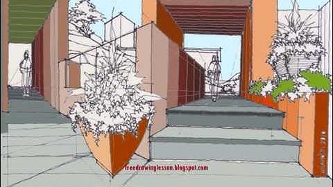 Draw a box : Pathways... steps and ramp in a multi point perspective.. plus digital colouring.