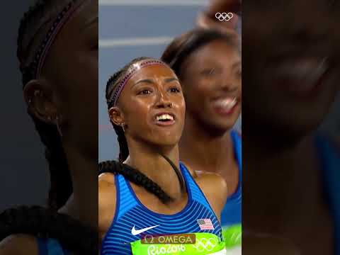 When you make history with your besties ???????????? Brianna Rollins, Nia Ali and Kristi Castlin at #Rio2016