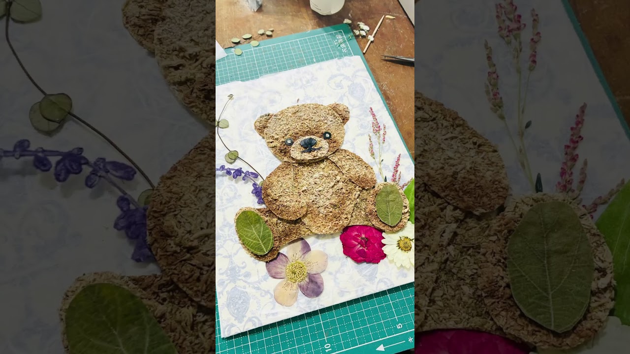 押し花で作るクマレッスン #若林佳子 #ハンドメイド #手作り工作