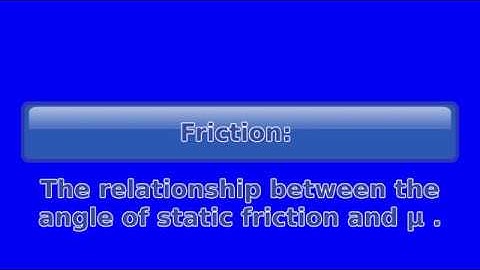 Mechanics - Friction - part 4 -  relationship between the angle of static friction and μ. HSCEngo