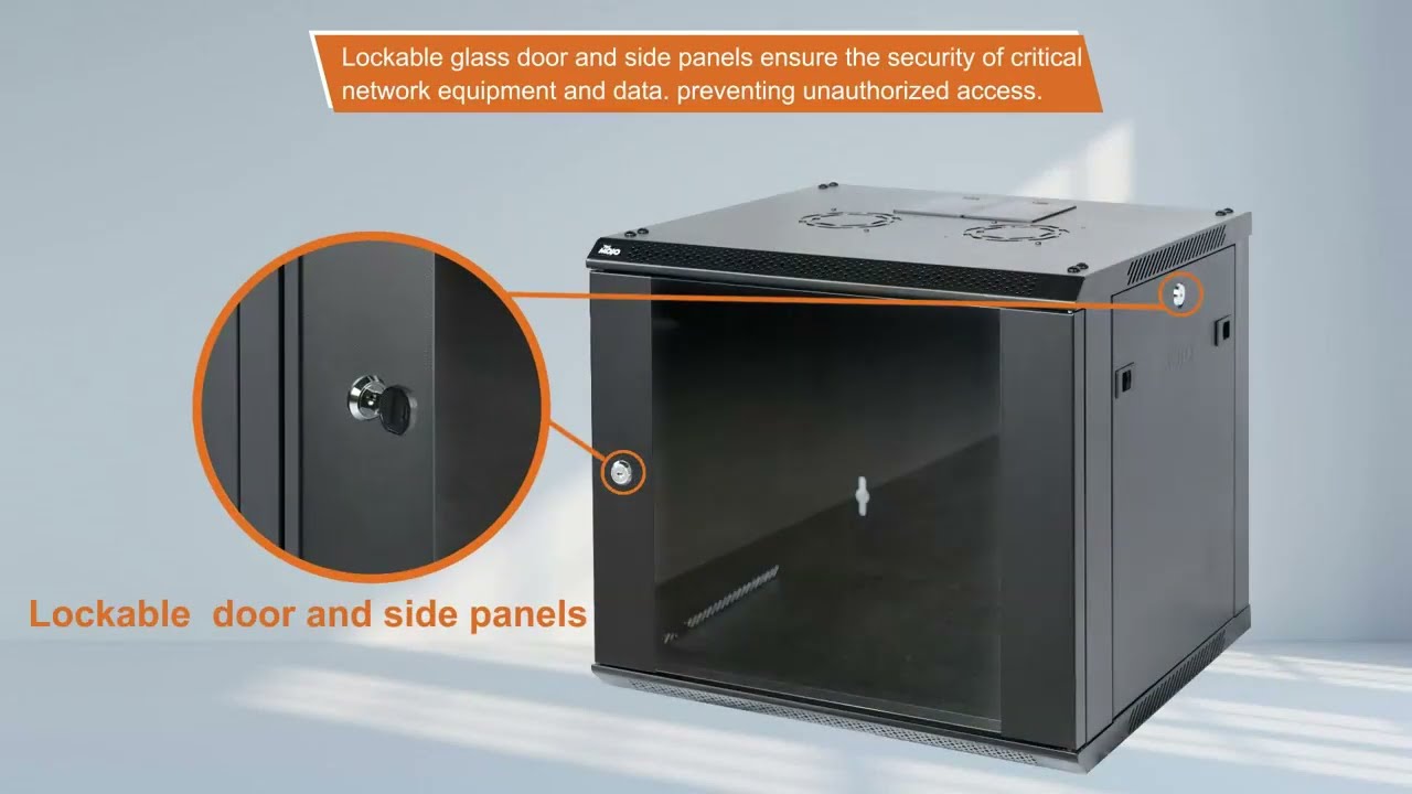 TECMOJO Wall Mount Server Cabinet IT Network Rack Enclosure Lockable Door and Side