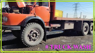 Old mercedes benz cargo truck with flatbed for MINE HUGE STONES! how to wash it??#truckwash