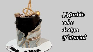 Marble Cake with Gold Leaf | How to make Marbled Fondant Cake