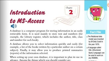 Class 8: Chapter 2: Introduction to MS- Access
