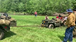 Pulling a WWII Willys Jeep Out of the Mud with my 1942 Ford GPW