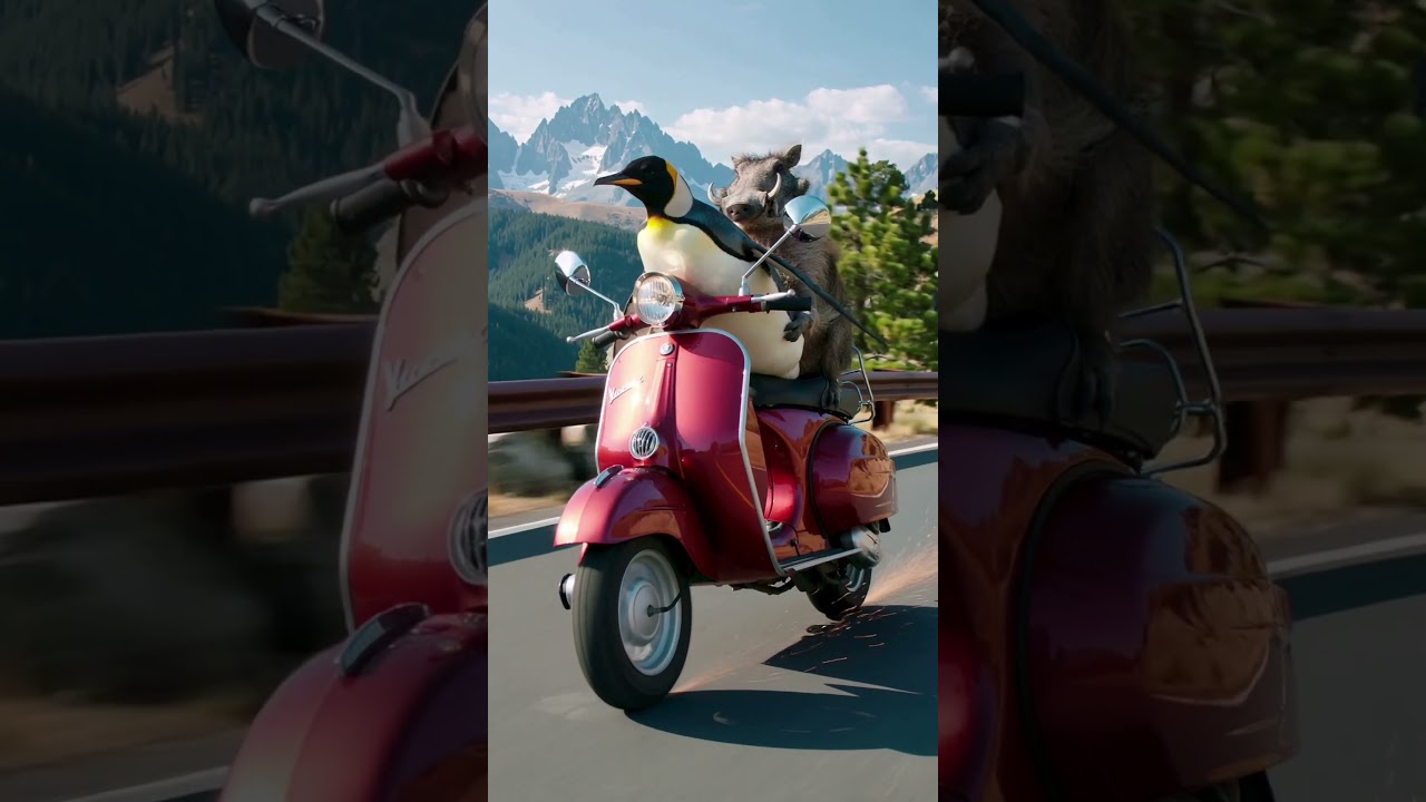 Penguin Warthog Riding a Retro Vespa Along Florida’s Sunny Coast! 