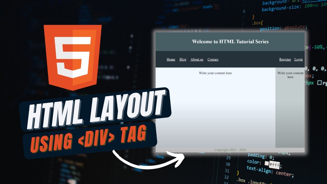 HTML Tutorial #44 - HTML Layout using div element and class attribute ...