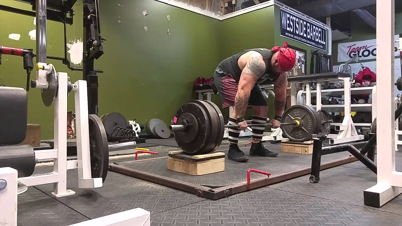 Block pulls. 520lbs with a 3 sec negative. 5x4. YouTube