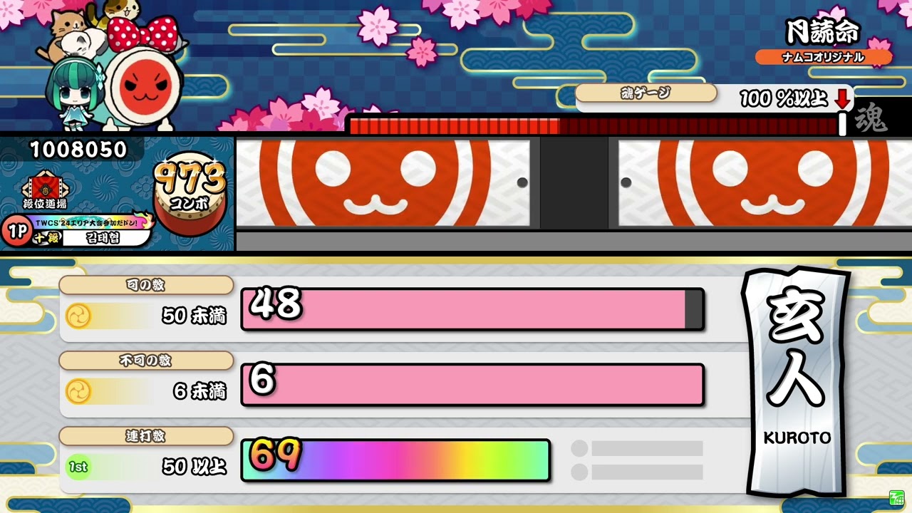 태고의달인 니지이로ver.2024 단위도장 현인 합격