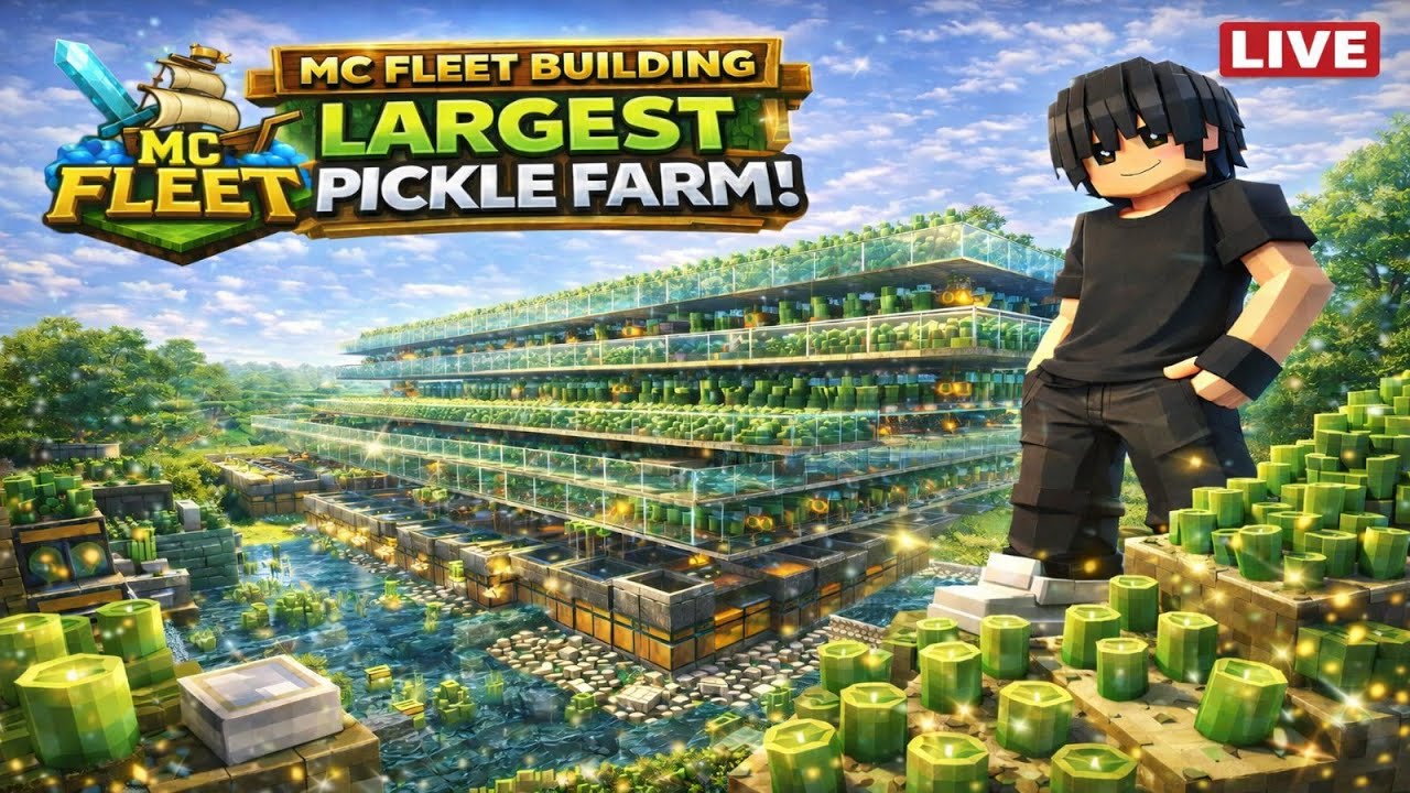 MC Fleet | LIVE 🔴 Building the BIGGEST Pickle Farm in Minecraft! - YouTube