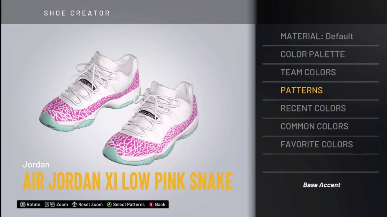 NBA 2K20 Shoe Creator: Air Jordan 11 Low “Pink Snakeskin”