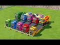 Trucks with Colors - ALL COLORFUL SCANIA BUS, DAF DUMP TRUCK TRANSPORTING TO GARAGE WITH TRUCKS