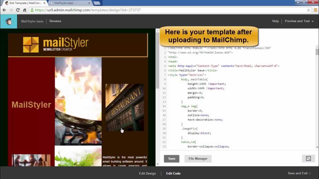 Mailstyler How To Import A Template In Mailchimp If Using Mailstyler Base Youtube Mailchimp Import Template