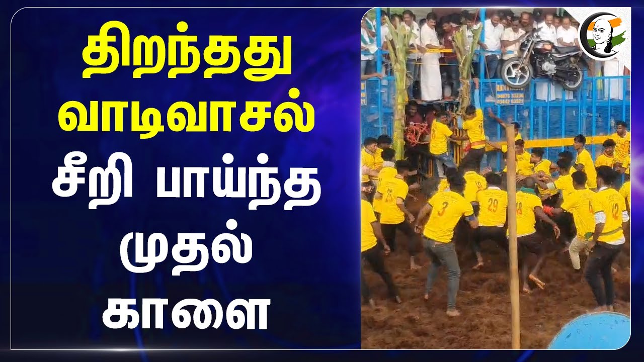 திறந்தது வாடிவாசல்.. சீறி பாய்ந்த முதல் காளை | Jallikattu | New year | Alanganallur