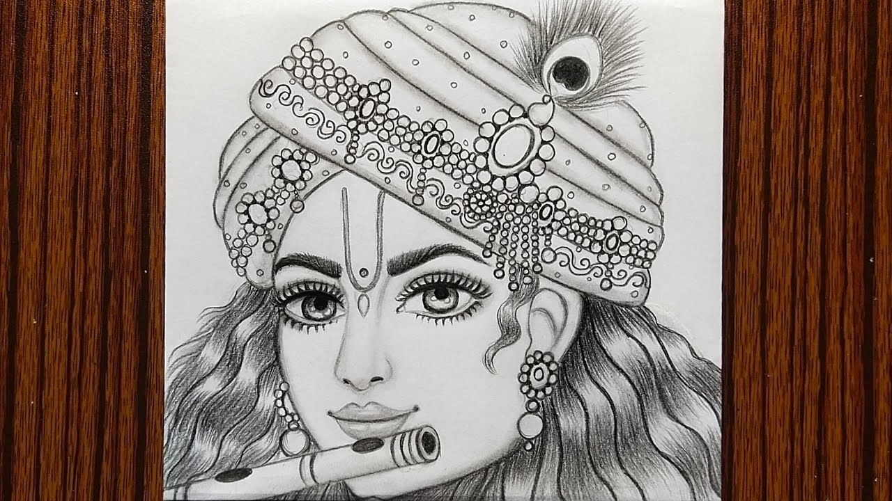 Krishna drawing | Krishna drawing with pencil | Lord Krishna ...