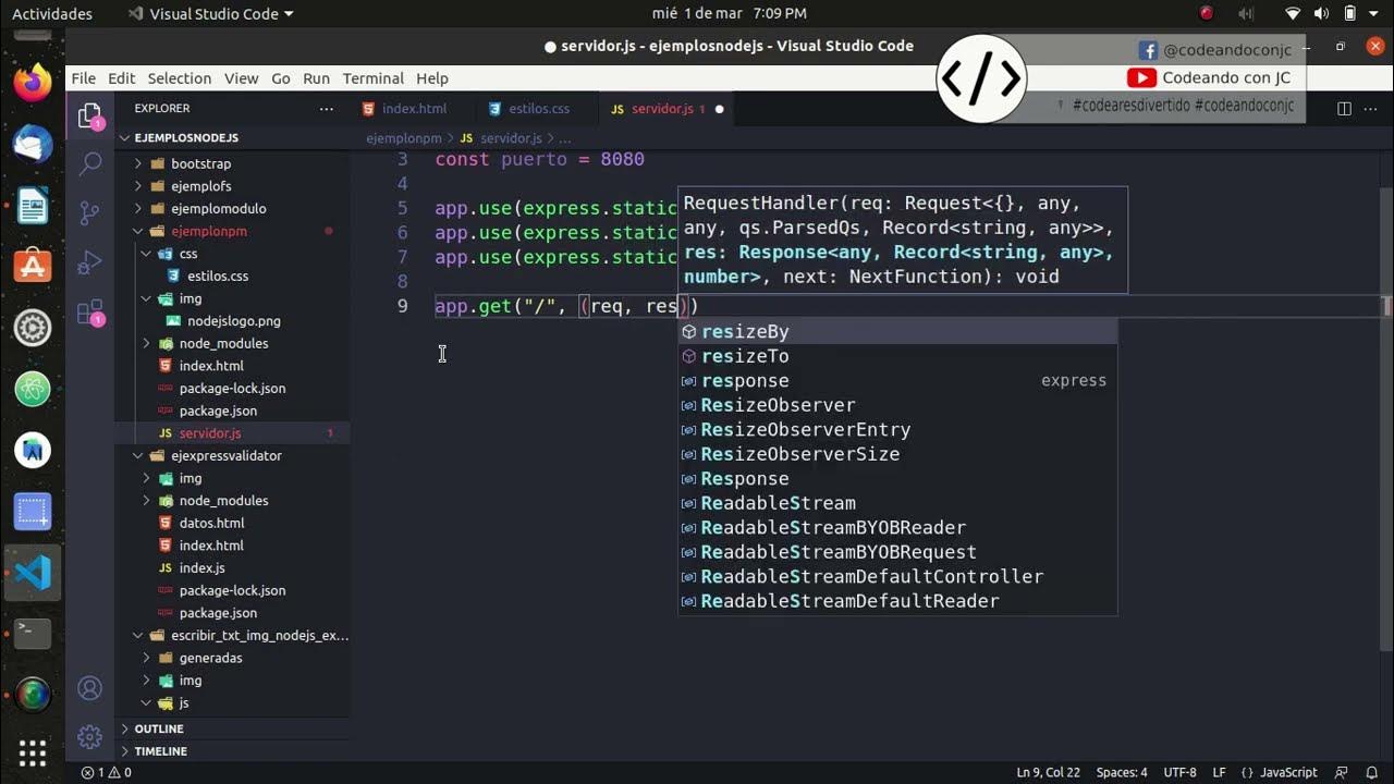 Mi primer Servidor web utilizando el Framework Express en NodeJs - YouTube