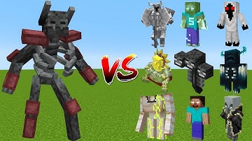 Mutant Wither Skeleton vs All Boss Mobs - Minecraft Mob Battle - Mutant Wither Skeleton vs Warden