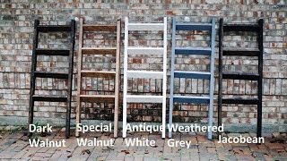 ThaoStudios.com - Farmhouse Blanket and Quilt Ladder Rack build. Easy jig DIY Quick and easy way we build our 5ft Rustic ladders.