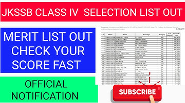 JKSSB CLASS IV FINAL SELECTION LIST OUT || CHECK YOUR NAME