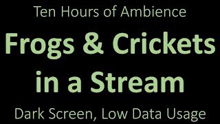 Ambient Sound - Frogs and Crickets in a Stream - 10 Hours - Black Screen