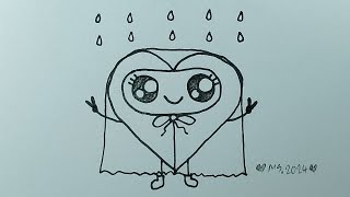 วาดรูปหัวใจกลางสายฝน | Drawing a cute Heart in the rain | Myskyart บ้านศิลปะ.