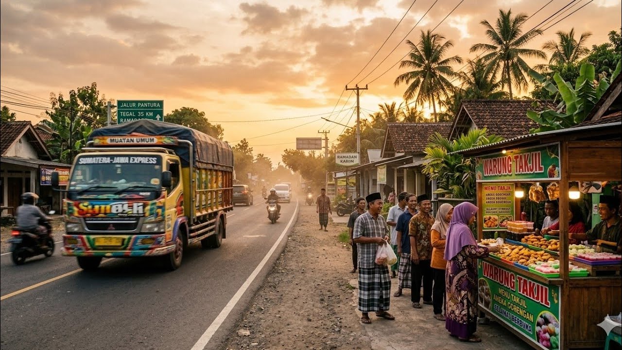 Rural life in Indonesia || Ngabuburit di Jalur Pantura: Antara Bisingnya Jalan dan Tenangnya Desa