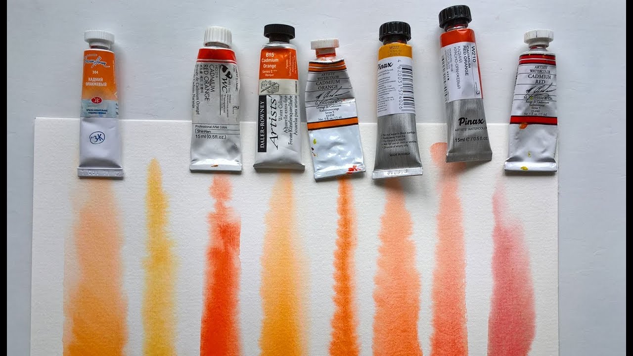 Акварельные краски. Кадмий оранжевый.