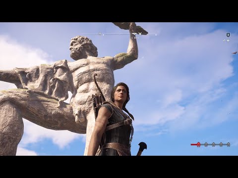 Assassin's Creed Odyssey - Climbing On Lightning Zeus Statue & Synchronize (AC 2018) PS4 Pro